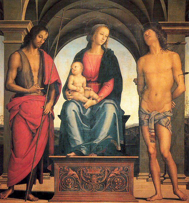 PERUGINO, Pietro Madonna and Child with Saints John the Baptist and Sebastian